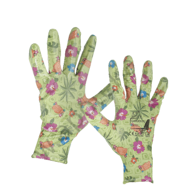 Monsun Garden rukavice zelene i cvetići broj 8