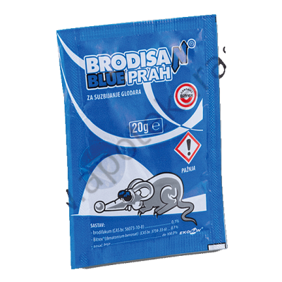 Brodisan BLUE prah 0,1 % sa Bitrexom a 20gr. za pripremu mamaca za suzbijanje glodara